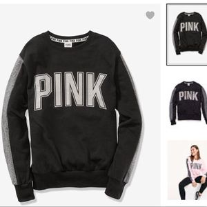 Victoria’s Secret Pink sweatshirt crewneck sweater glitter PINK bling black top